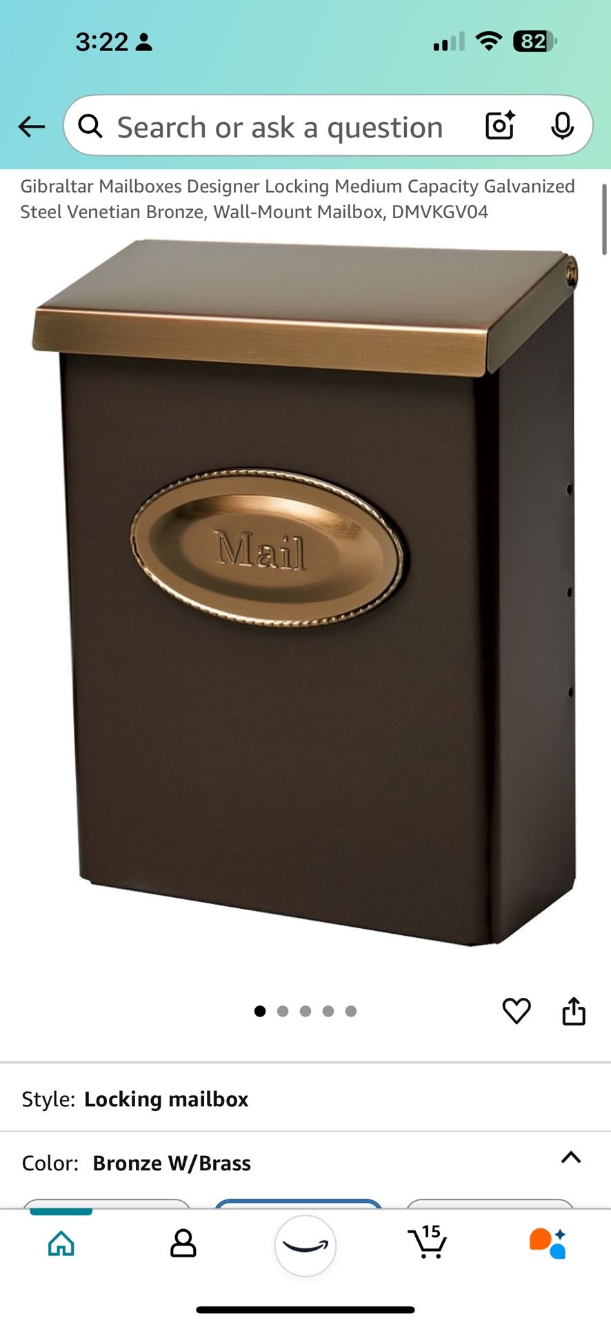 Gibraltar Mailboxes Designer Locking Medium Capacity Galvanized Steel Venetian Bronze, Wall-Mount Mailbox, DMVKGV04
