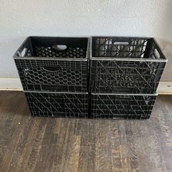 Storage 24 Quart 4-Pack Black Heavy Duty Plastic Rectangular Stackable 