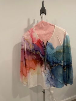 Chicme Large V-Neck Zip Front Blouse
