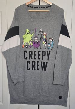 Disney Nightmare Before Christmas Sleepwear Crewneck Sweatshirt Dress Gray 2X