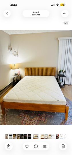 Queen Wooden Bed Frame with IKEA Mattress