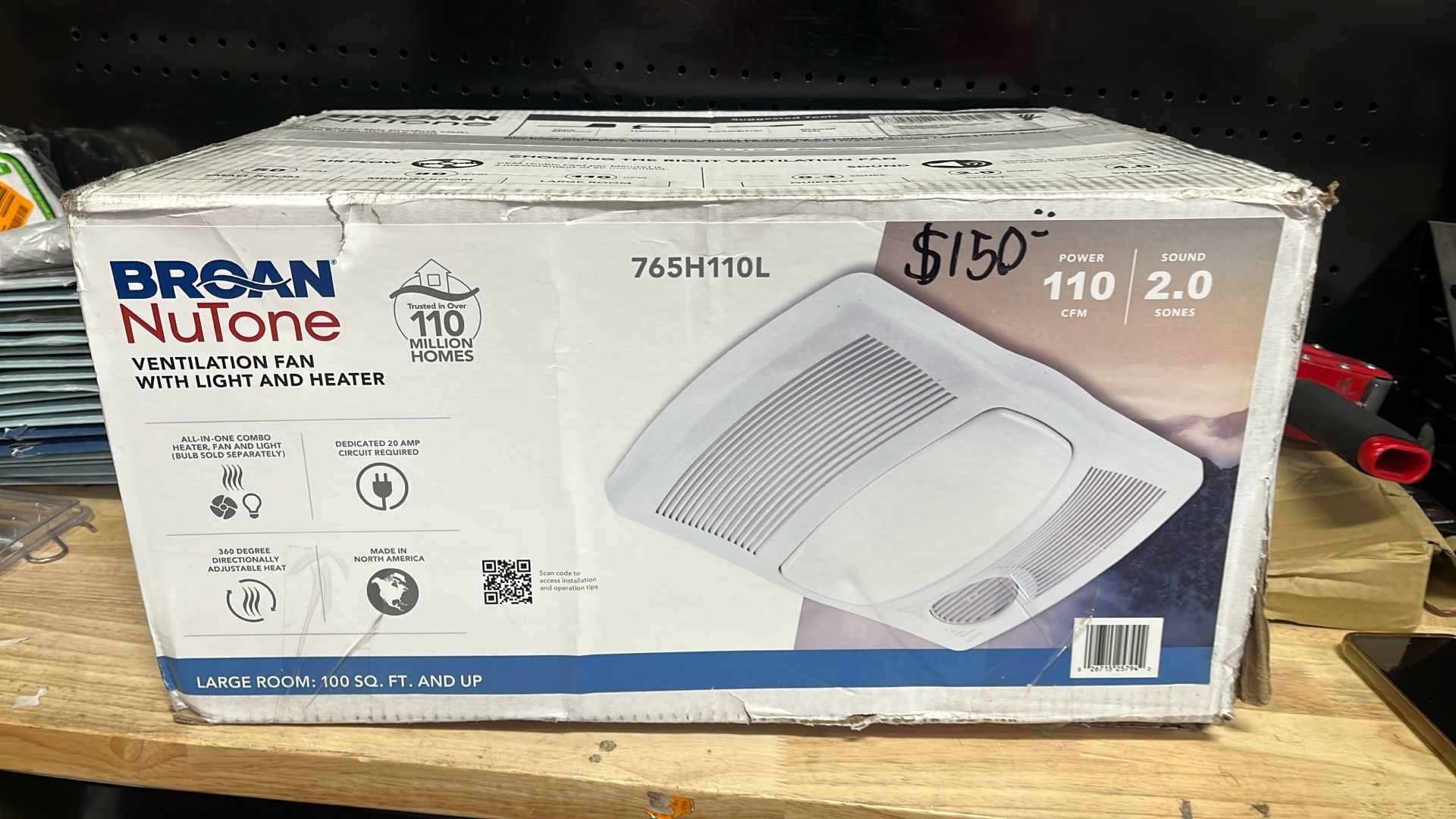 Broan-NuTone 110 CFM Ceiling Bathroom Exhaust Fan with Light and 1500-Watt Heater