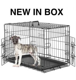 BNIB 30 inch Black Wire Double Door Dog Cage Pet Crate