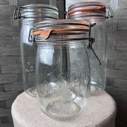 Vintage French Le Parfait Super Glass Canning Jars, Set of 3 