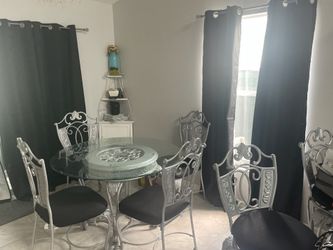 Dining table and bar stools