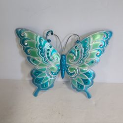 Cute Metal Blue Butterfly Ornament
