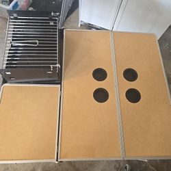 Folding Camping Table w/ 4 Cup Holders + Portable Charcoal Grill (Carry Case)
