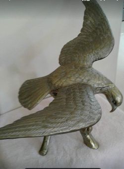 Large Vintage MCM Solid Brass Eagle On Branch 