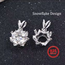 Moissanite Snowflake Design Pendant 1 Carat 925