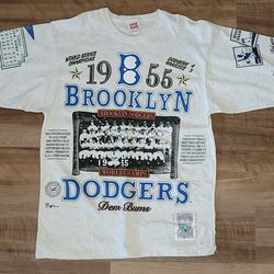 Vintage 90s Long Gone Brooklyn Dodgers MLB 3/4 Sleeve Graphic T-Shirt Sz L USA