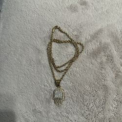 Hamsa Gold Filled rope chain 