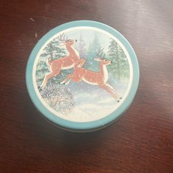 Vintage JSNY Decorative Tin Holding 6 Coasters 
