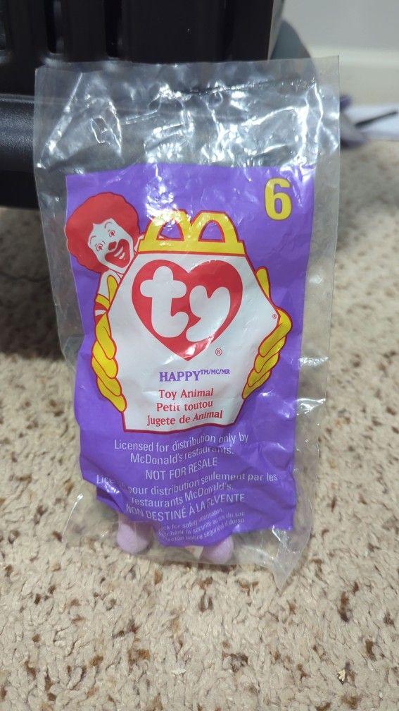 Ty McDonald's Mini Happy Hippo Beanie Baby 1998 - Sealed