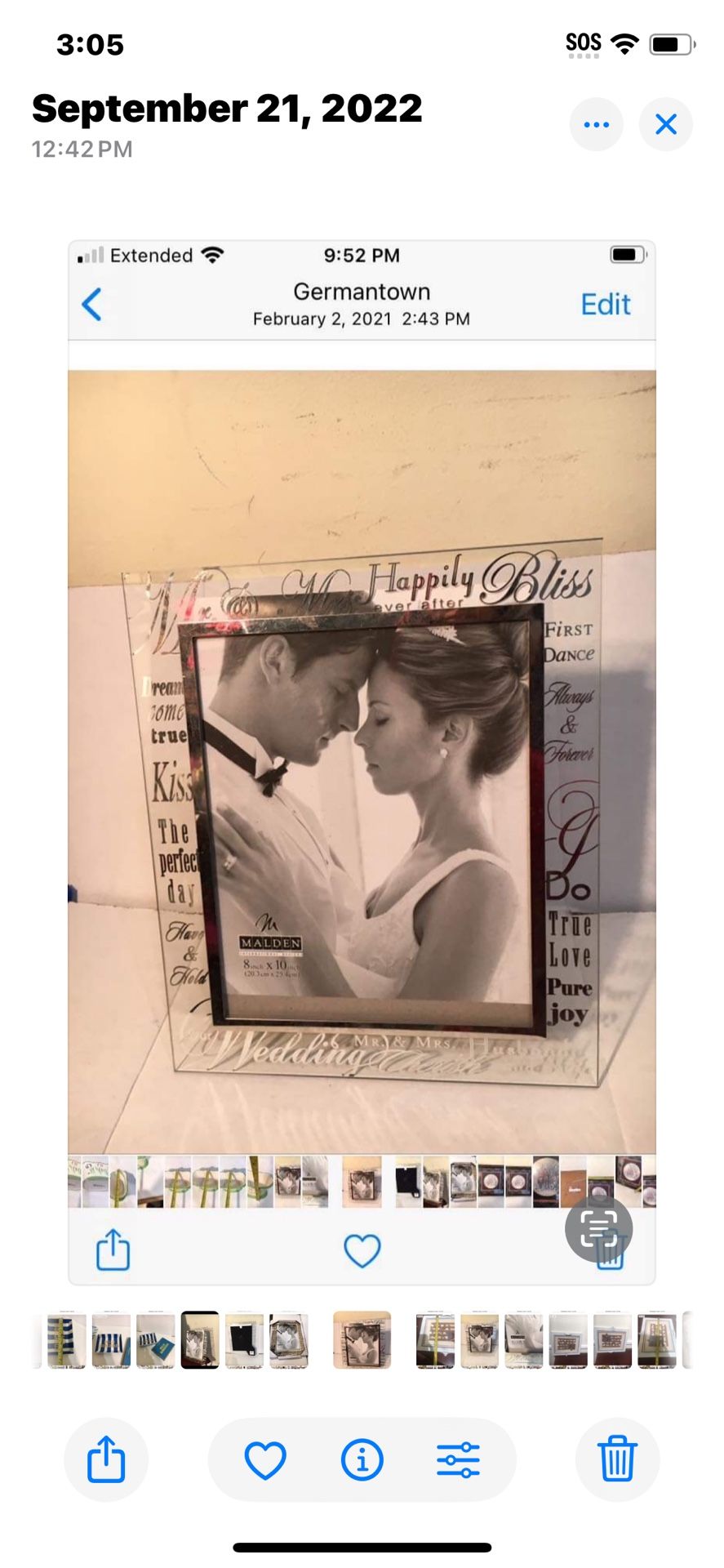 NEW Malden Wedding Frame8 x 10 Sentiment Glass