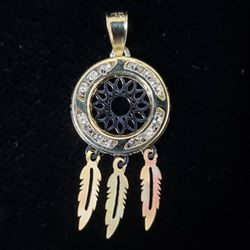 10kt Gold Dream Catcher Pendant 