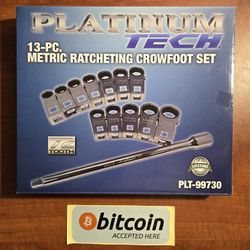 PLT-99730 - 3/8" Drive 13Pc. Metric Ratcheting Crowfoot Set