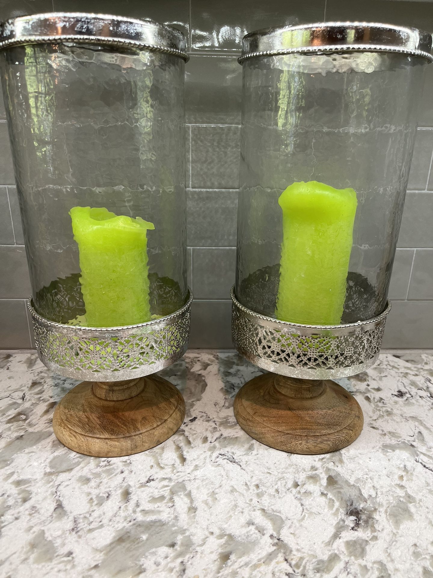 Farm Style Candle Holder Pair