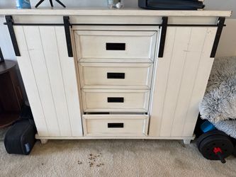 Farmhouse Sliding Barn Door Dresser Cabinet