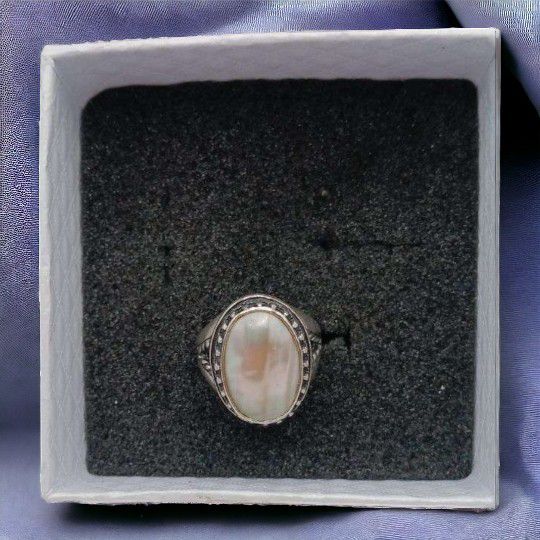 Vintage Sterling Silver Carolyn Pollack Mother of Pearl Ring Size 9,