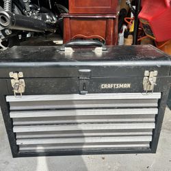 Craftsman Black Metal Tool Box With Tools