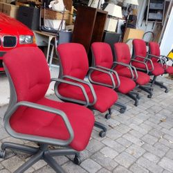 $150 Each Vintage 70s Authentic Steelcase 454 Series Red Armchairs Desk Chair Task Chair Dining Room Lounge