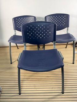 3pcs Lobby Chairs Ergonomic Stacking Plastic Navy