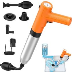Toilet Plunger, Electric Sink Plunger for Bathroom, Rechargeable High Pressure Toilet Snake Drain Clog Remover with Holder for Bathroom, Floors, Showe