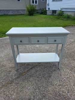 Refinished 3-Drawer Entry/Sofa Console Table – Soft Sage