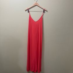 Women’s XXL Old Navy Coral Flowy Spaghetti Strap Long Shift Maxi Dress