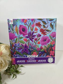 Ceaco Peggy's Garden 1000 Piece Puzzle. Purple Flowered 1000 Pcs Puzzle. Jigsaw