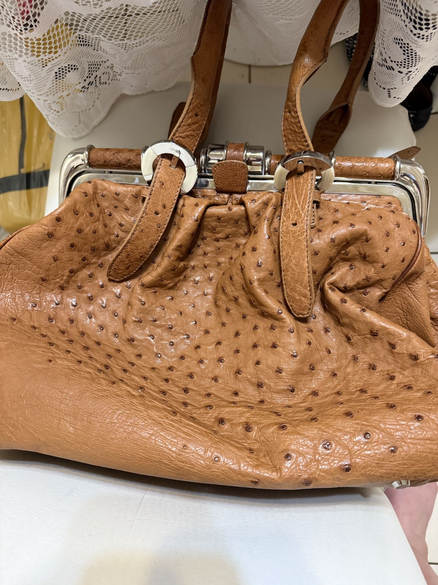 Oscar De La Renta Ostrich Handbag