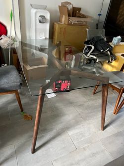 Lancaster Home Wood Table with Glass Top