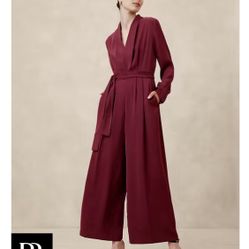 Banana Republic Crepe Deep V-Neck Jumpsuit