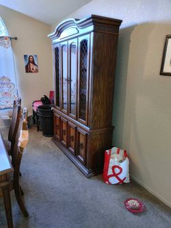 Beautiful Solid Wood Hutch And Table