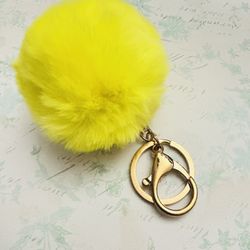 New yellow pompon fur ball keychain Christmas Gift