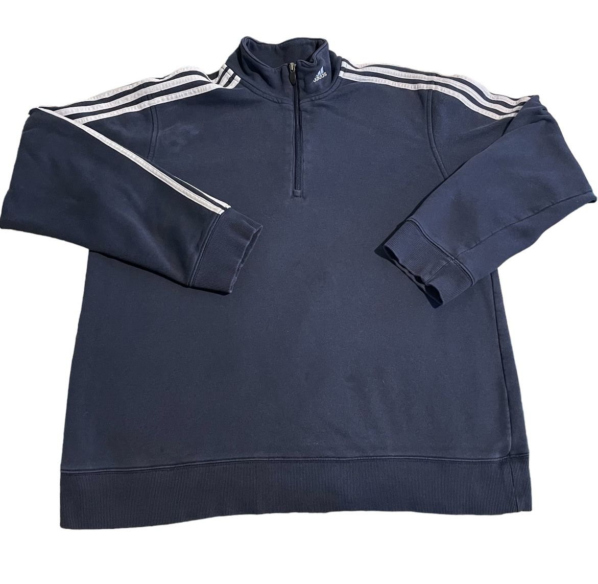 Adidas Jacket Men Large Blue Quarter Zip Embroidered Logo Casual Heavyweight