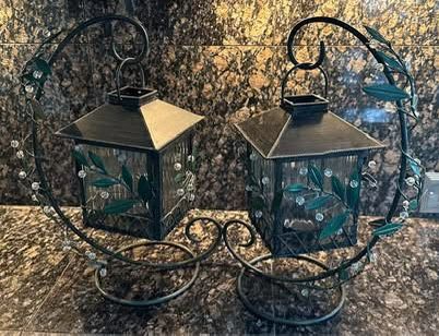 Set Of 2 Vintage Metal Lanterns for Tealites Or Votive Candles