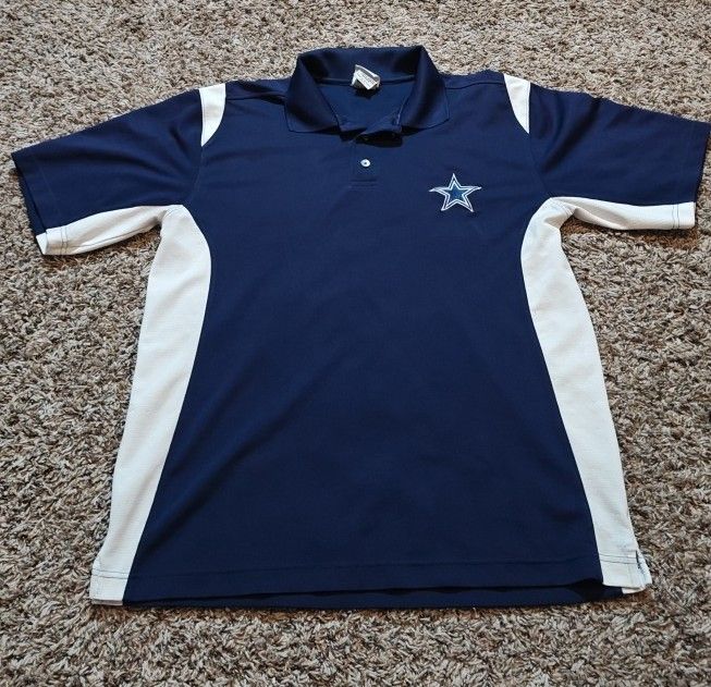 Dallas Cowboys Men's Authentic Polo Shirt Blue And White Size M