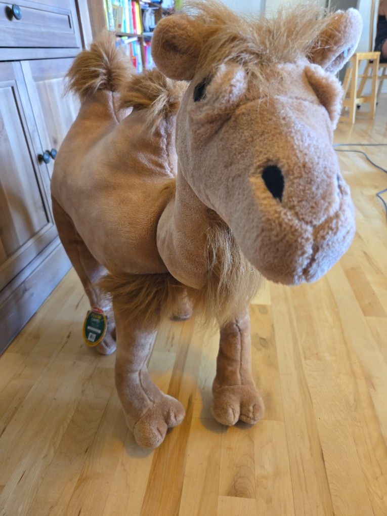 Rare New With Tags Large Retired Melissa & Doug Lifelike Plush Camel Stuffed Animal nearly 3 feet long