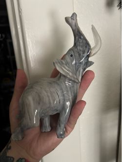 Vintage Elephant Statue Stone Carved