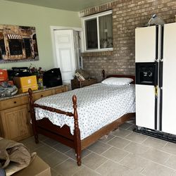 TWIN BED AND MATTRESS  ALMOST NEW