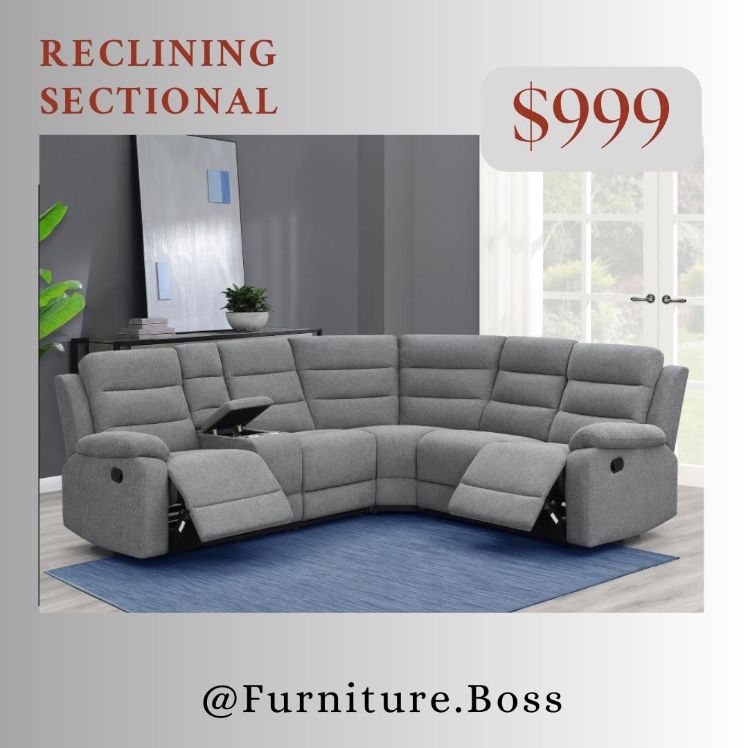 Grey Sofa Sectional With Reclining Seats $999