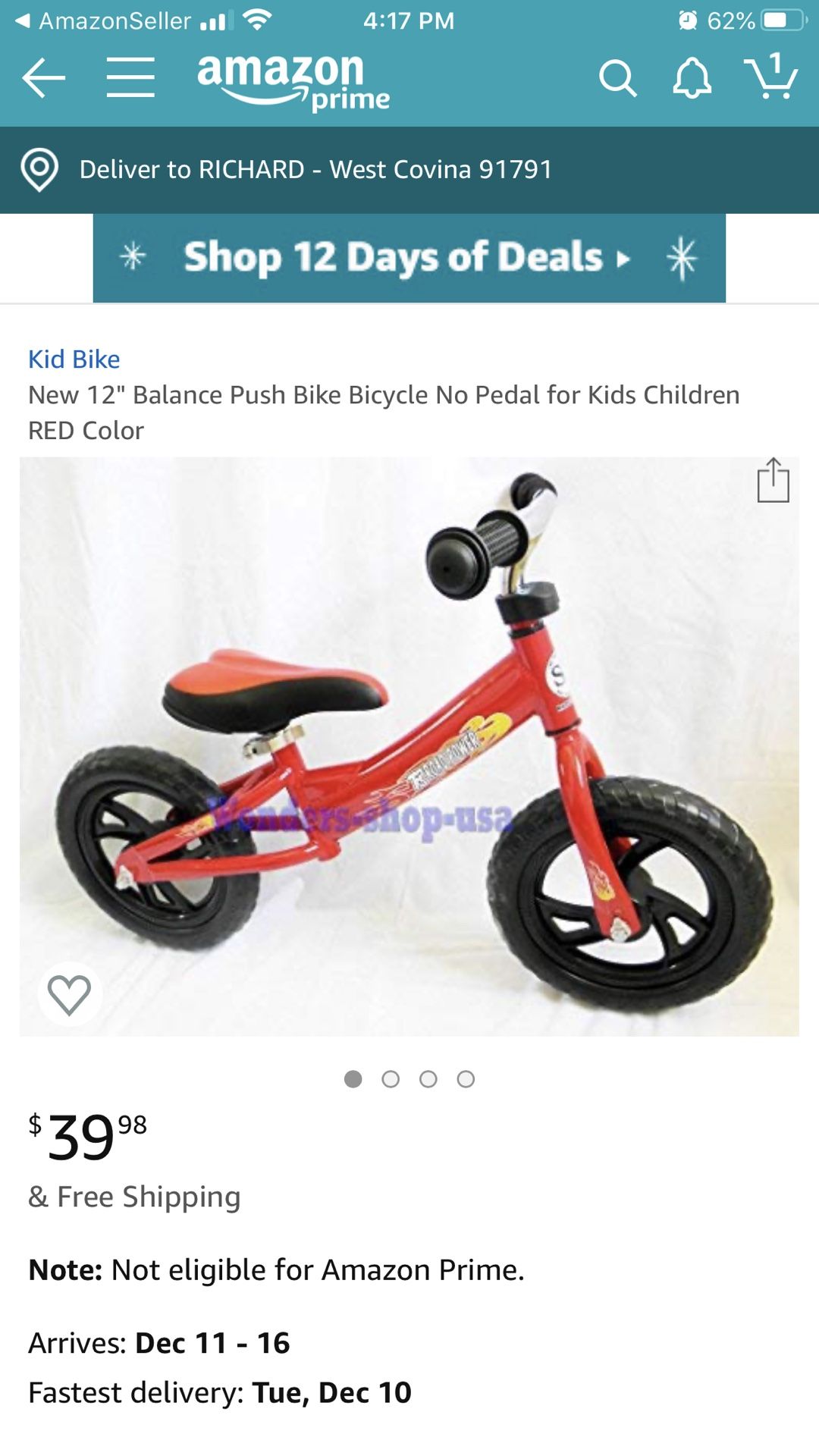 New Learn How to Ride BALANCE BIKE for Kids RED