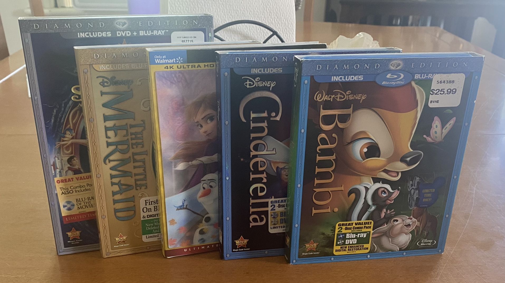 Disney Blu-ray / 4k Lot (Bambi, Cinderella, Frozen 2 [4k], The Little Mermaid, Snow White)