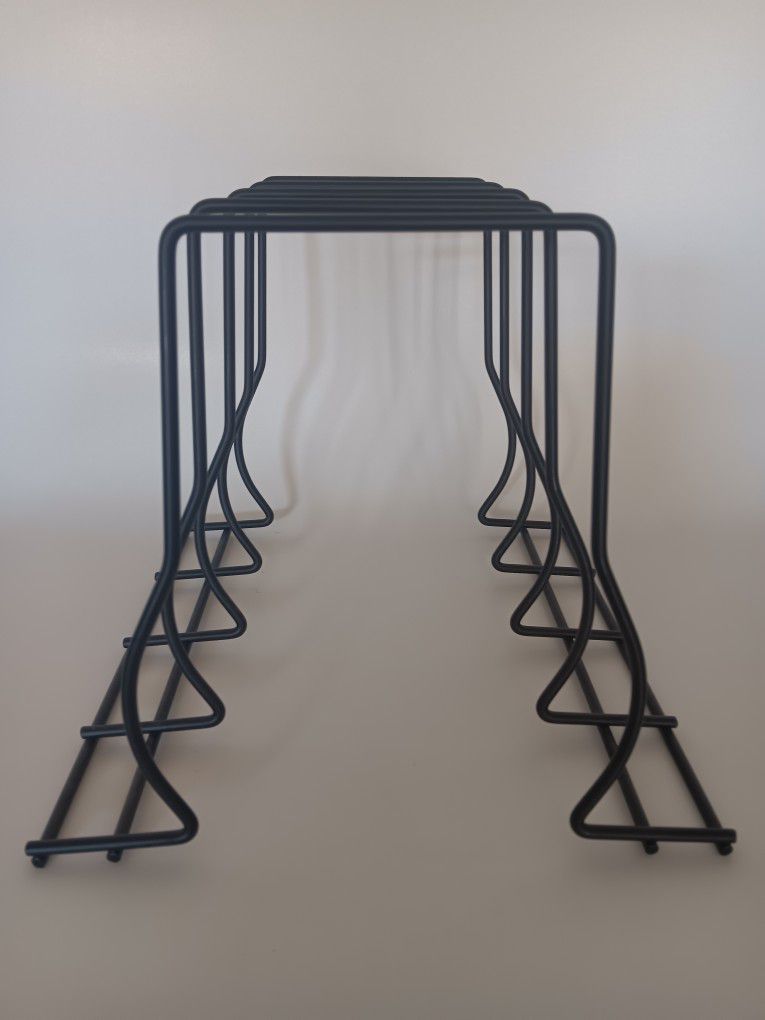 Sturdy Large  9" Black Iron Metal Table Top Standing Rack Kitchen Cabinet Pans Pot Lids Or Desk Organizer 
