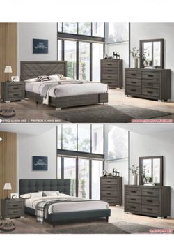 4- Pc Bedroom set Dresser,Mirror  Nightstand (1) Queen size bed frame  Not including Mattress and Box Sp