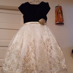 Girls Gold Holiday Dress