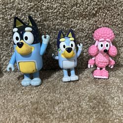 Bluey & Coco pink poodle Disney lot of 3 posable figures 