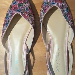 Betsey Johnson Rhinestone Pointed Flats Size 8.5