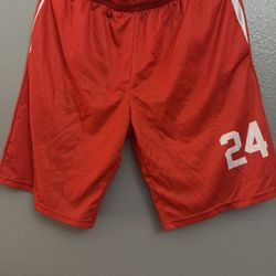 Sport Red Men's Athletic Mesh Basketball Shorts Polyester Number 24